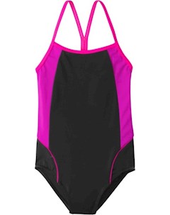 Купальник для девочек черный ярко розовый неон bonprix