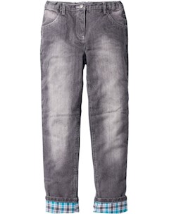 Термоджинсы на фланелевой подкладке серый деним bonprix