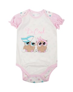 Боди Совушка цвет розовый белый Leader kids
